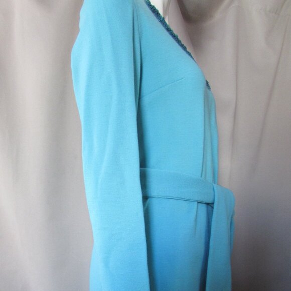 Amazing Turquoise Knit Tunic & Shorts Sequin Trim 1970 Era - Picture 5 of 14